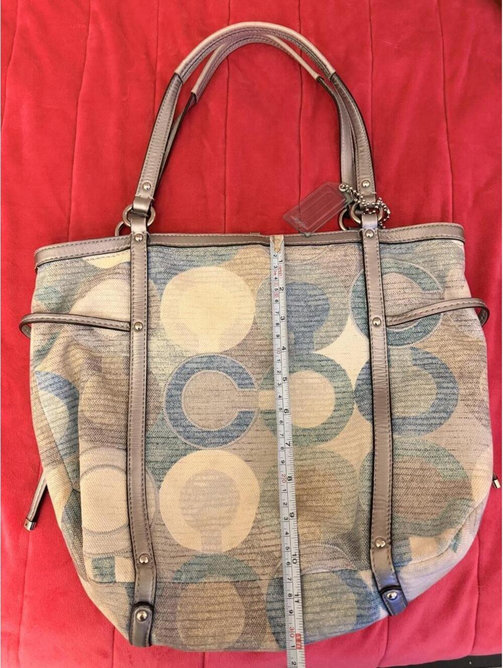 Vintage Coach Audrey Metallic Graphic Op Art Cinched Tote - Picture 7 of 7